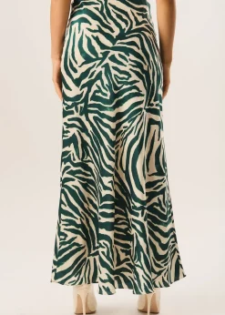 Gini London Green Zebra Bias Maxi Skirt
