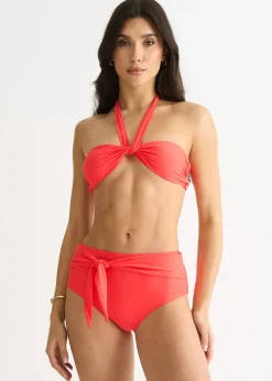 Gini London Orange Tie Front High Waist Bikini Bottom
