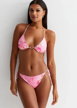 Gini London Pink Floral Print Bikini Bottom