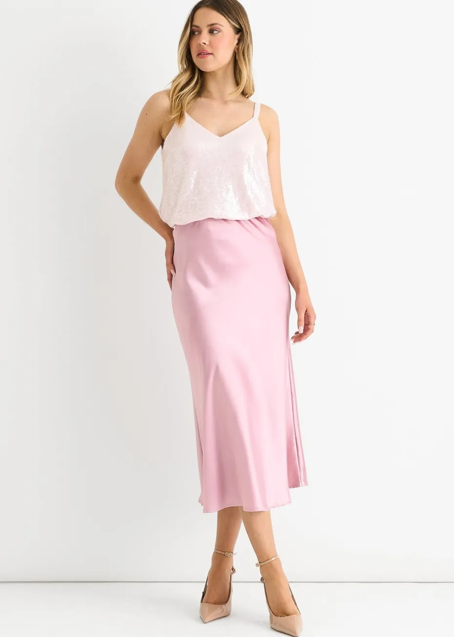 Gini London Pink Sequin V Neck Cami Top