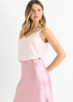 Gini London Pink Sequin V Neck Cami Top