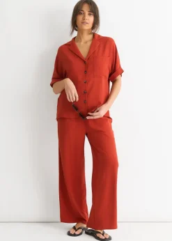 Gini London Rust Air Flow Oversized Shirt Top