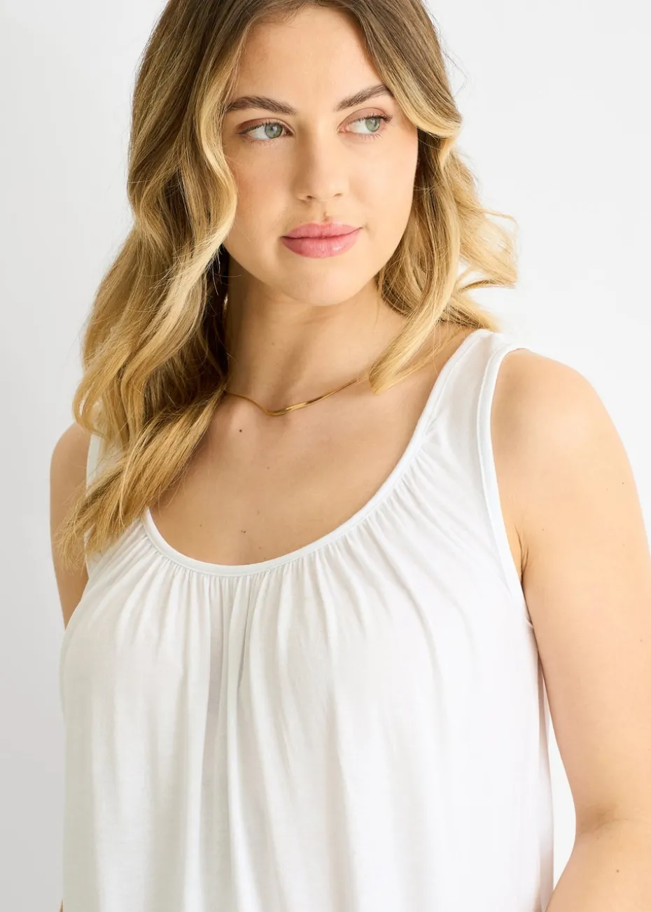 Gini London White Round Neck Oversized Sleeveless Top