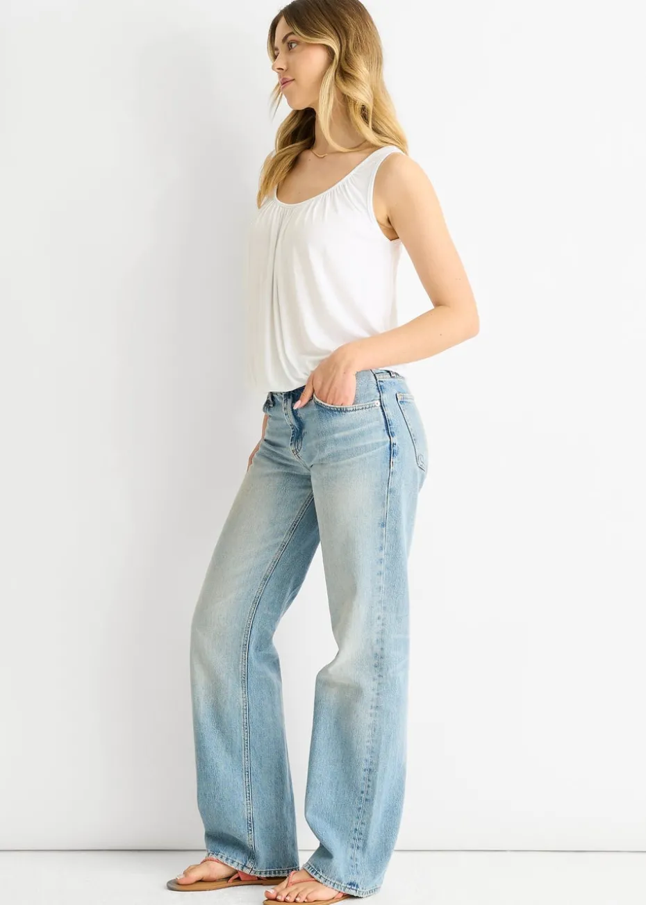 Gini London White Round Neck Oversized Sleeveless Top