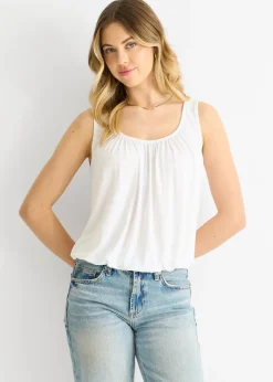 Gini London White Round Neck Oversized Sleeveless Top