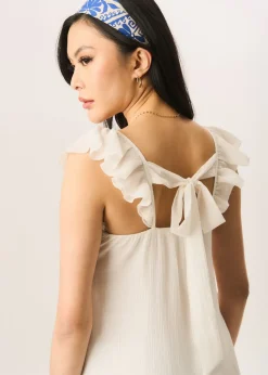 Gini London White Ruffle Short Sleeve Maxi Dress