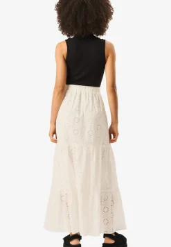 Gini London White Tiered Lace Embroidered Long Skirt