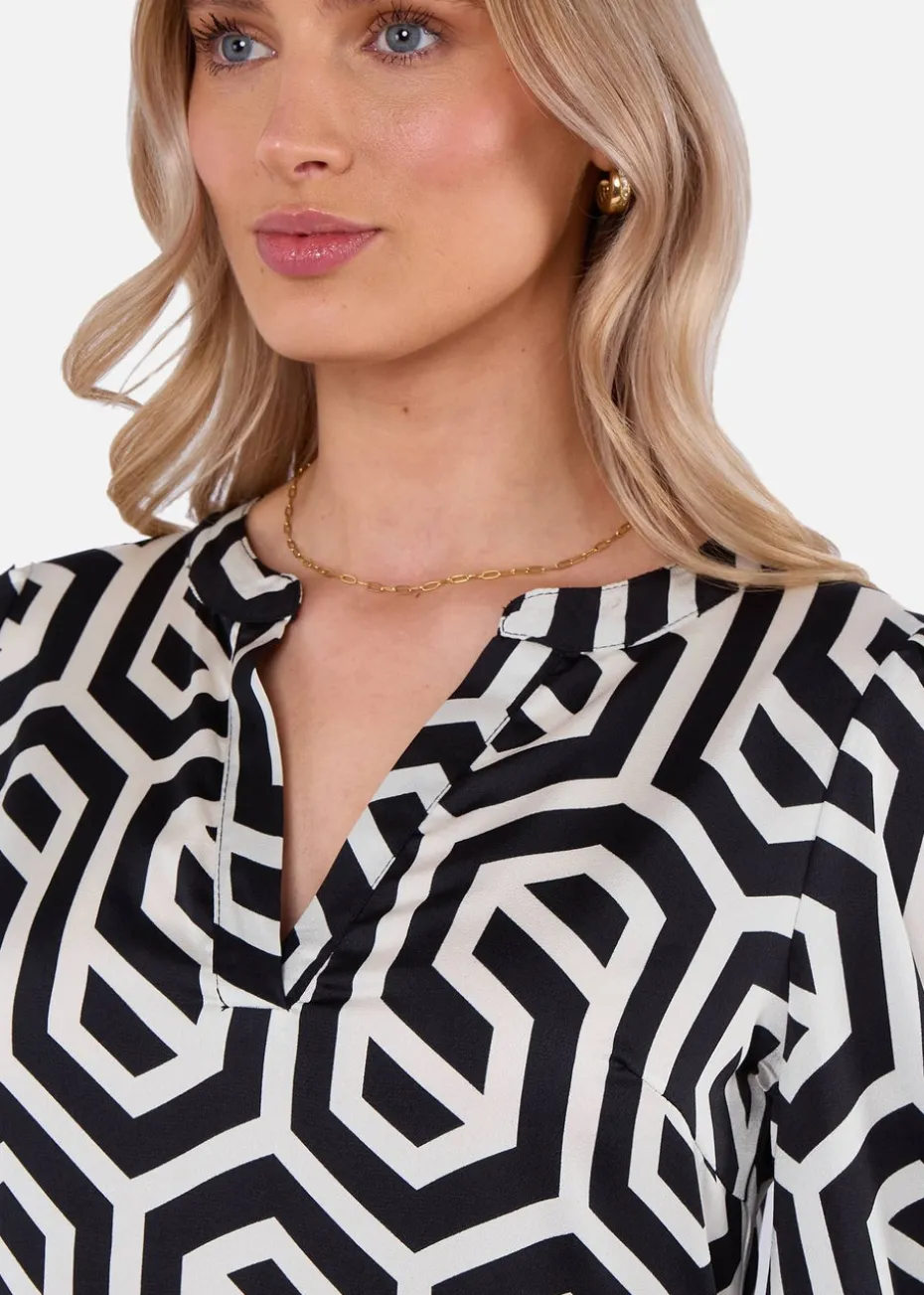 Gini loondon Black Geo Print Smock Maxi Dress