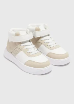 Girls Beige Faux Leather High Top Trainers (Younger 10-Older 5)