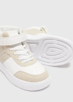 Girls Beige Faux Leather High Top Trainers (Younger 10-Older 5)