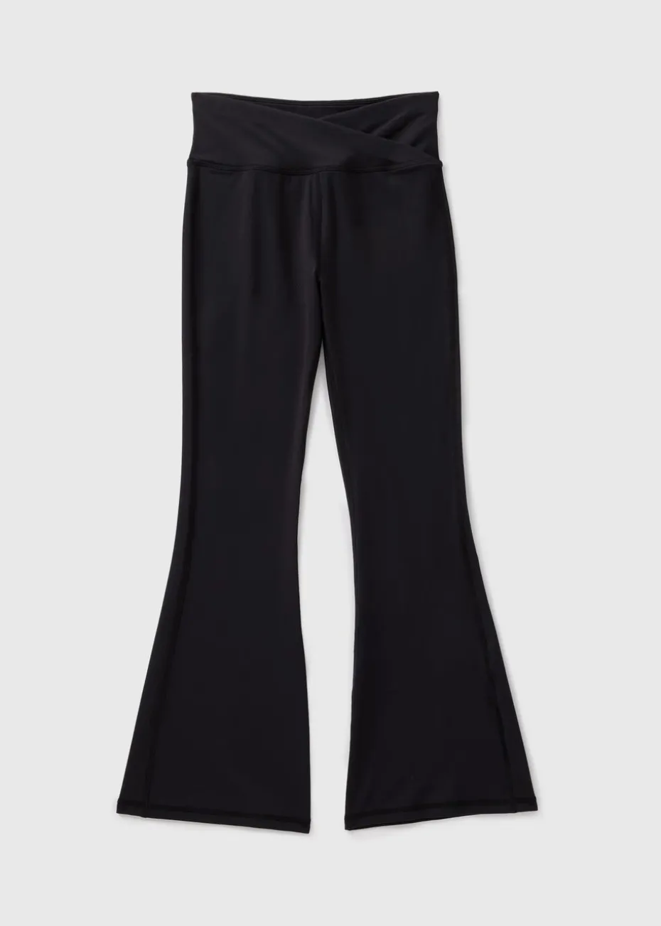 Girls Black Crossover Waist Flares (7-15yrs)