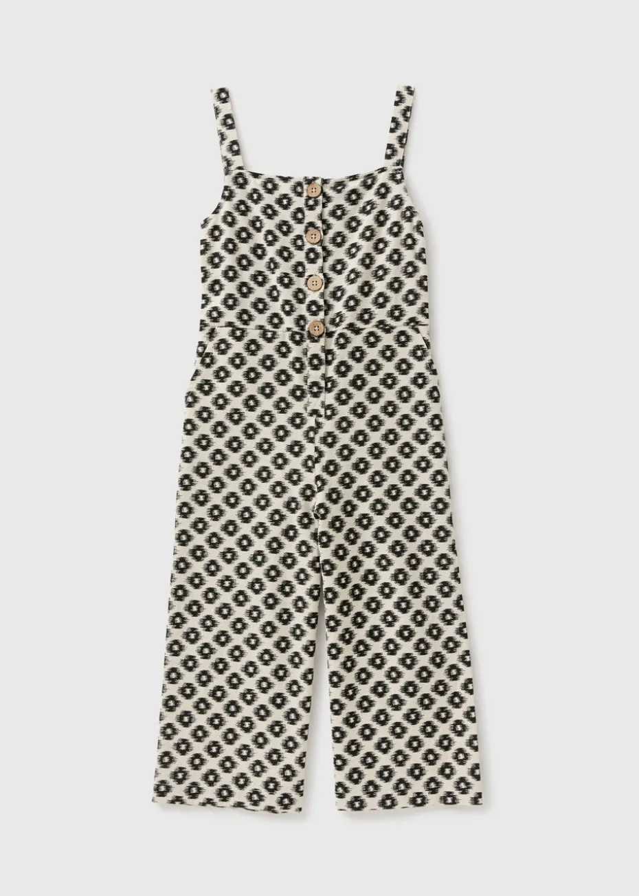 Girls Black Monochrome Jumpsuit (7-15yrs)