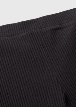 Girls Black Ribbed Flared Leggings (7-15yrs)