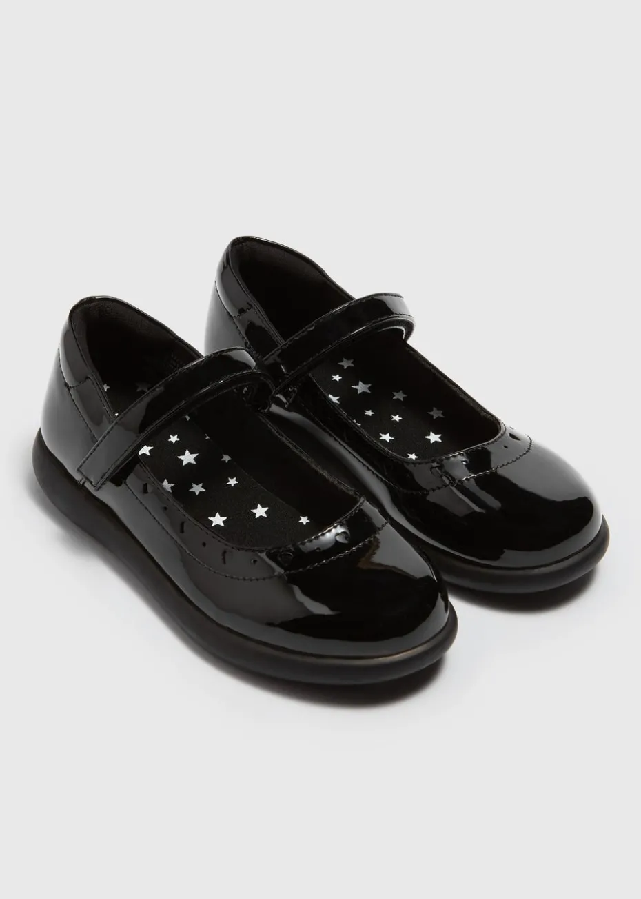 Girls Black Scuff Resistant Patent Mary Jane School Shoes (Younger 8-Older 3)