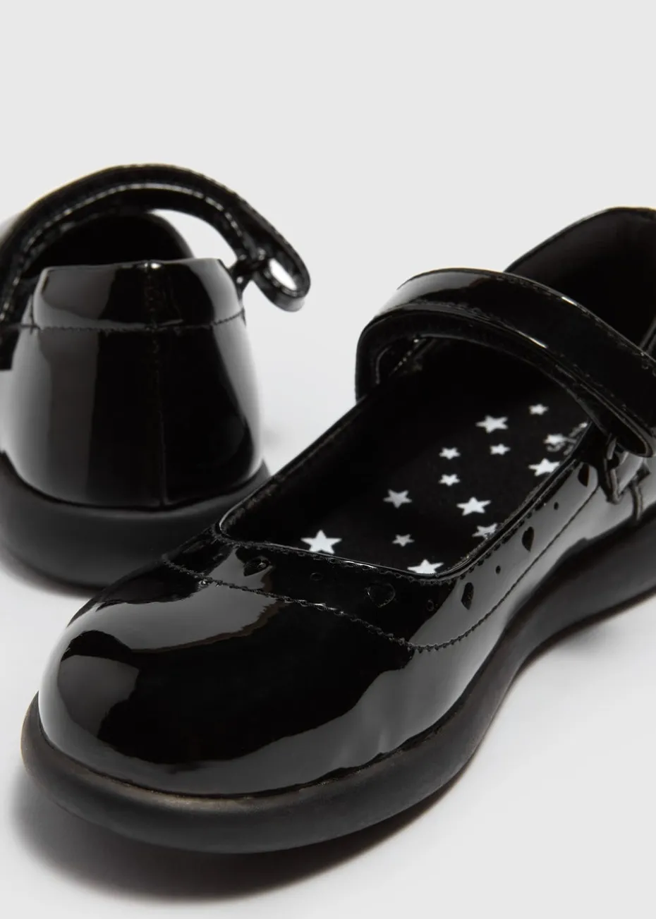 Girls Black Scuff Resistant Patent Mary Jane School Shoes (Younger 8-Older 3)