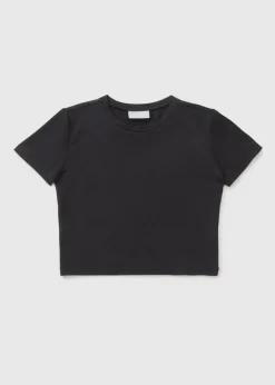 Girls Black Sculpt T-Shirt (7-15yrs)
