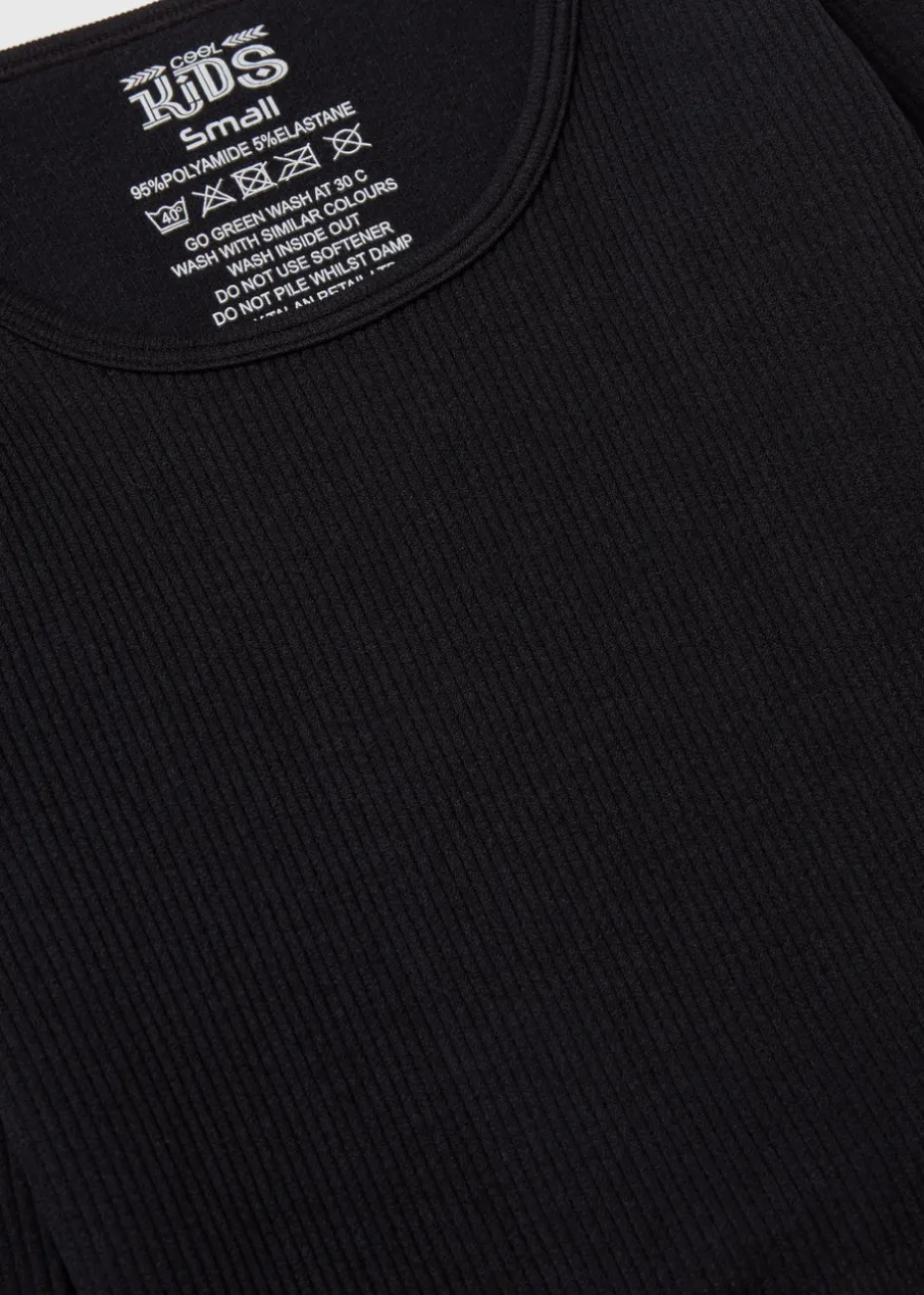 Girls Black Seamless Long Sleeve Top (7-15yrs)