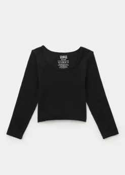 Girls Black Seamless Long Sleeve Top (7-15yrs)