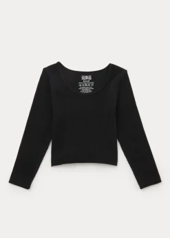 Girls Black Seamless Long Sleeve Top (7-15yrs)