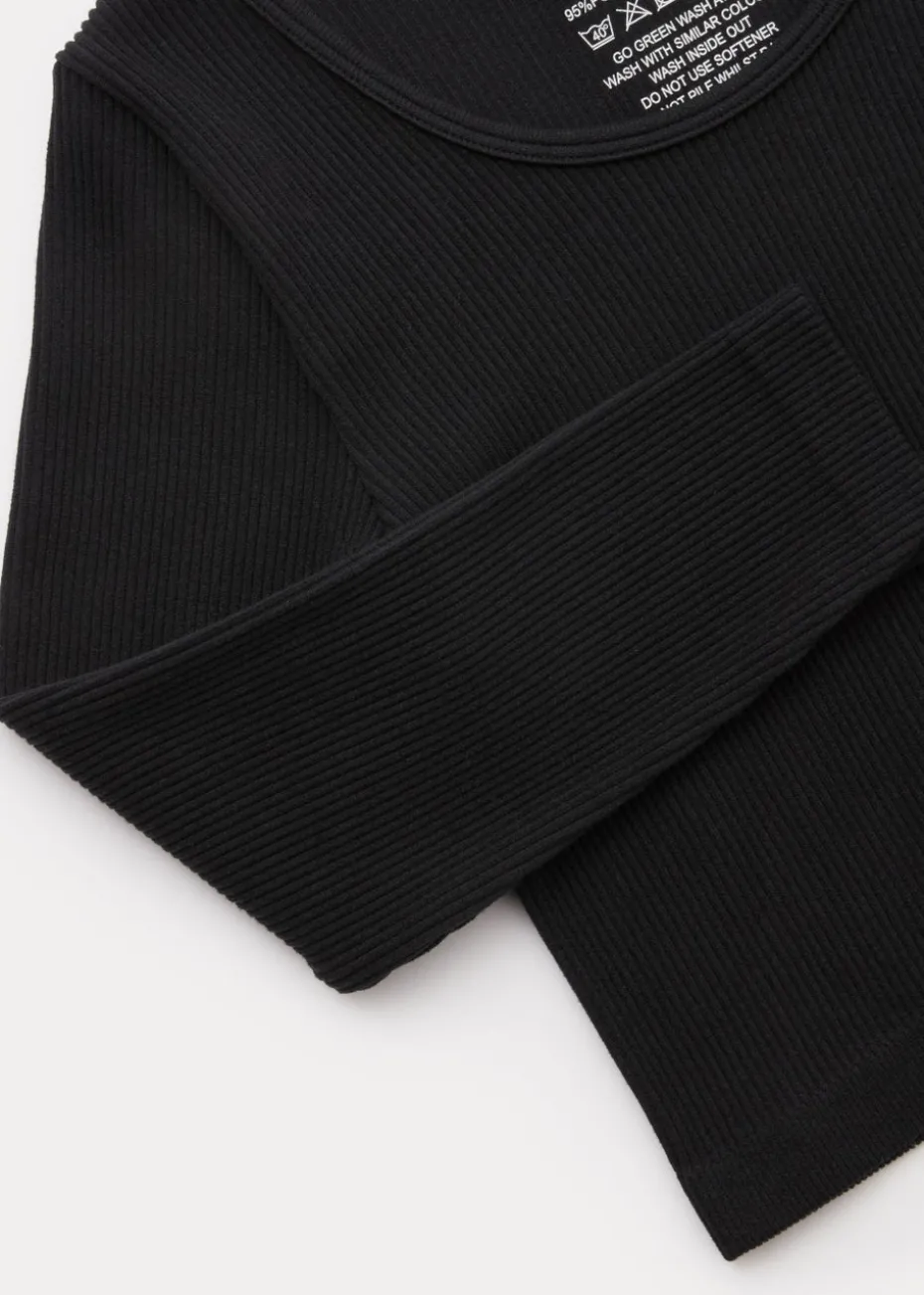 Girls Black Seamless Long Sleeve Top (7-15yrs)