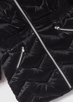 Girls Black Showerproof Quilted Coat (1-7yrs)