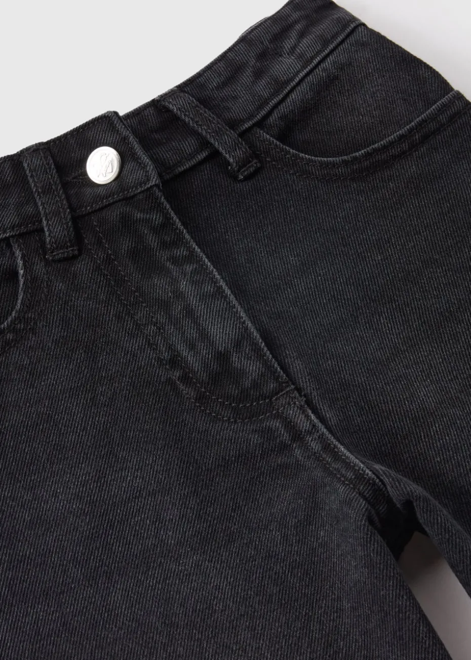 Girls Black Wide Leg Jeans (7-15yrs)