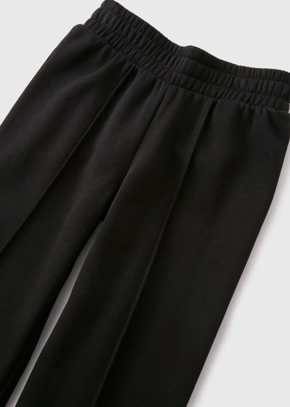 Girls Black Wide Leg Jogging Bottoms (7-15yrs)