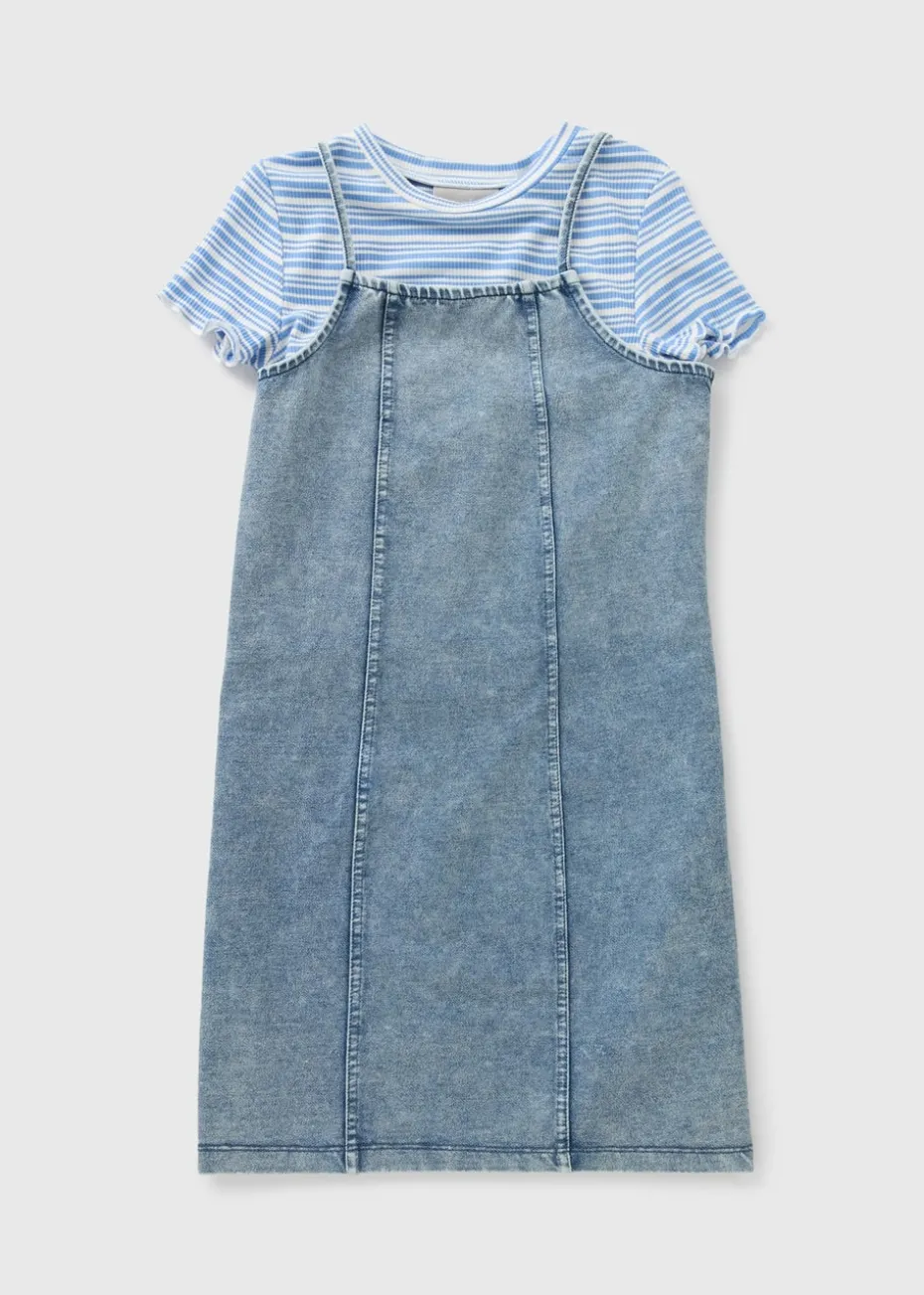 Girls Blue 2 in 1 Denim Dress (7-15yrs)