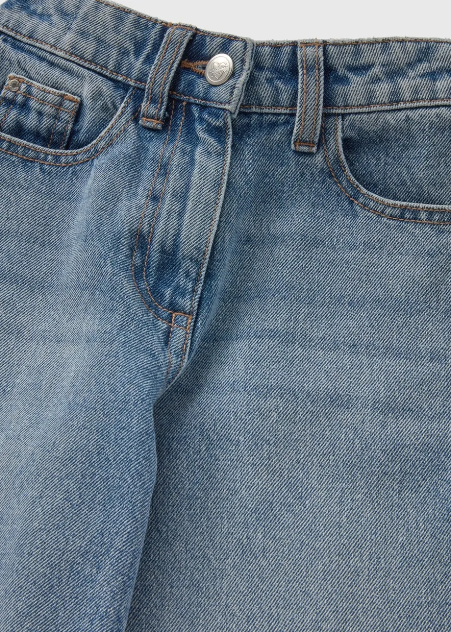 Girls Blue Mid Wash Wide Leg Jeans (7-15yrs)