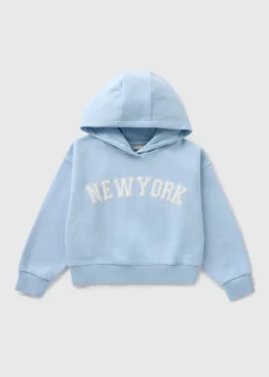 Girls Blue New York Cropped Hoodie (7-15yrs)