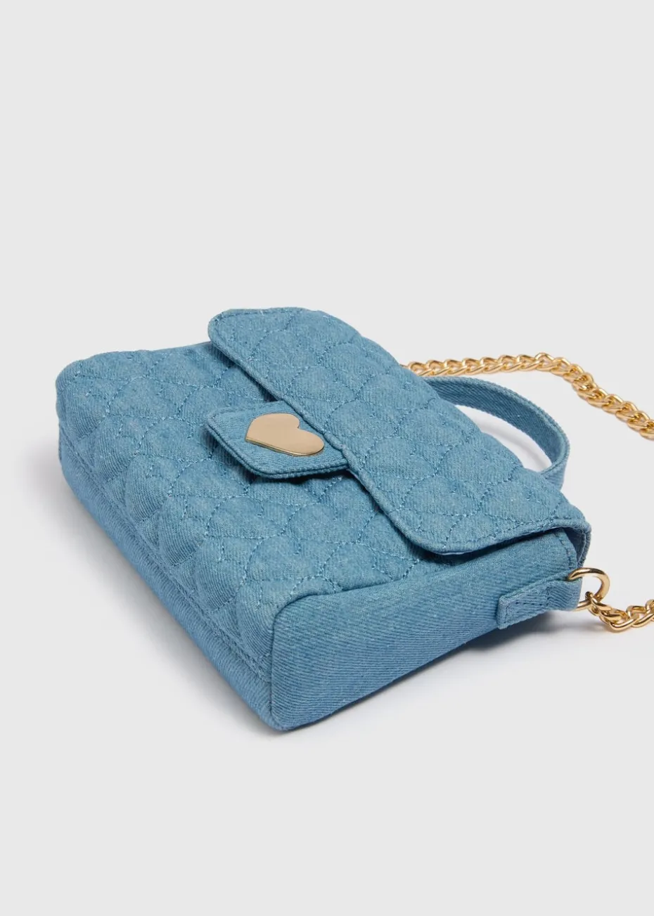Girls Blue Quilted Crossbody Bag