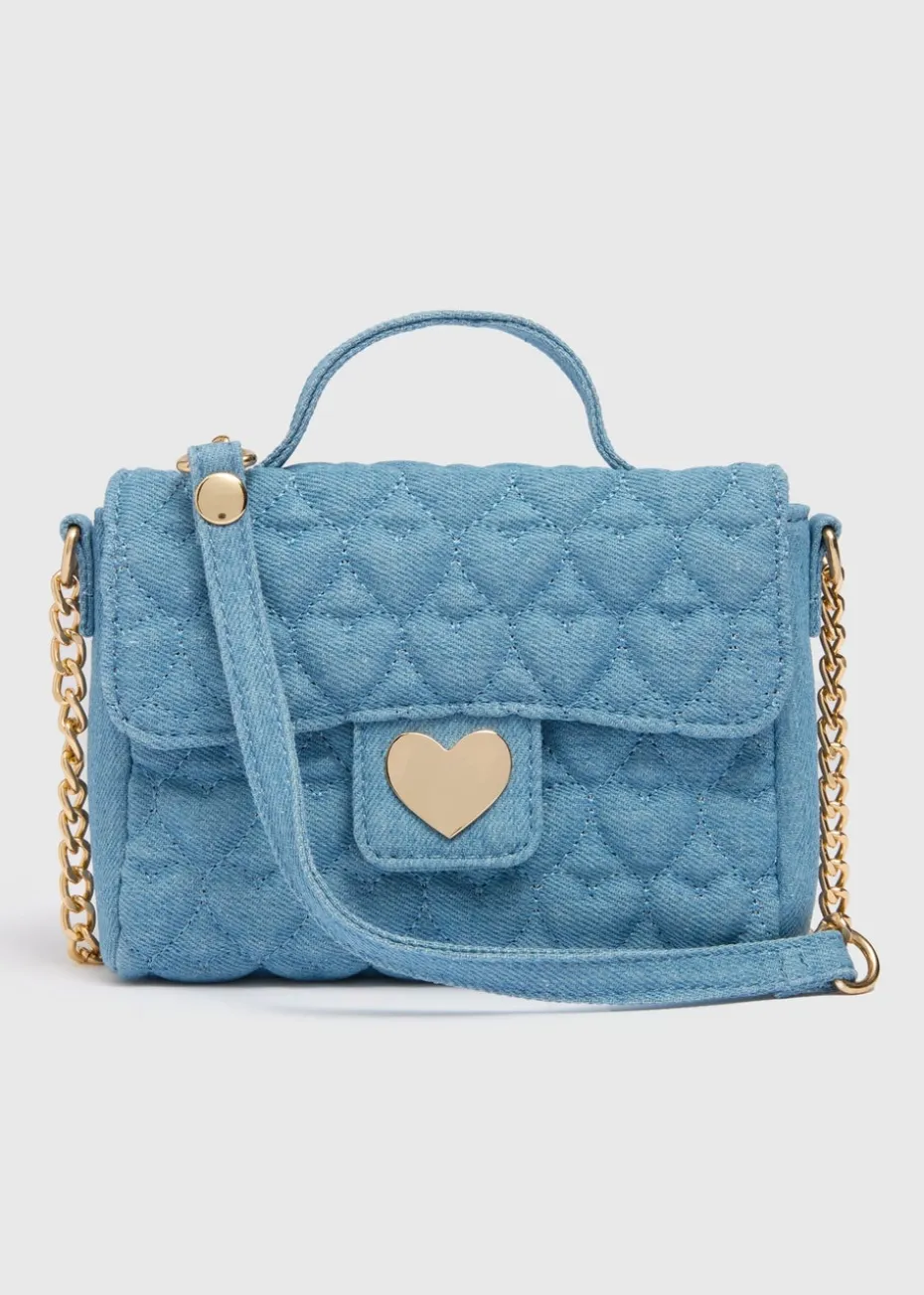 Girls Blue Quilted Crossbody Bag