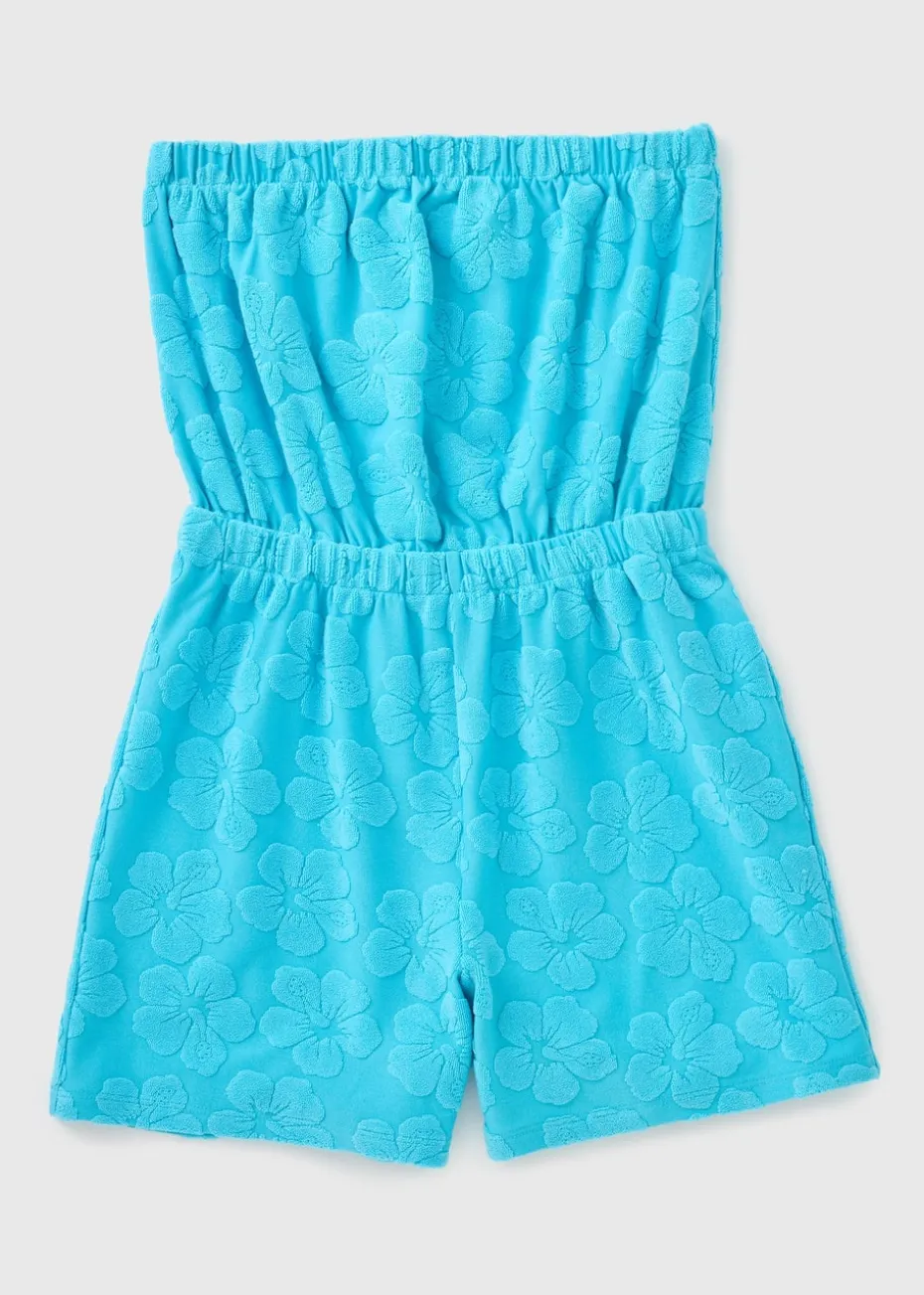 Girls Blue Towelling Playsuit (7-15yrs)