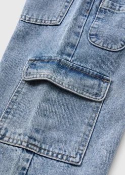 Girls Blue Wide Leg Cargo Jeans (7-15yrs)