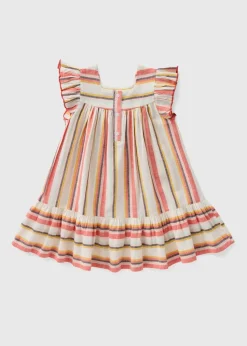 Girls Brown Striped Tiered Dress (1-7yrs)