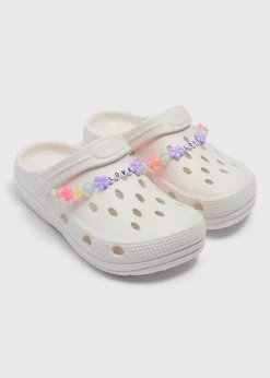 Girls Cream Chain Clogs (Younger 8/9-Older 12/13)