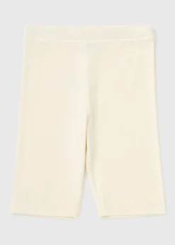 Girls Cream Ribbed Shorts (7-15yrs)