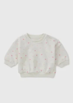 Girls Cream Spot Heart Sweatshirt (Newborn-23mths)
