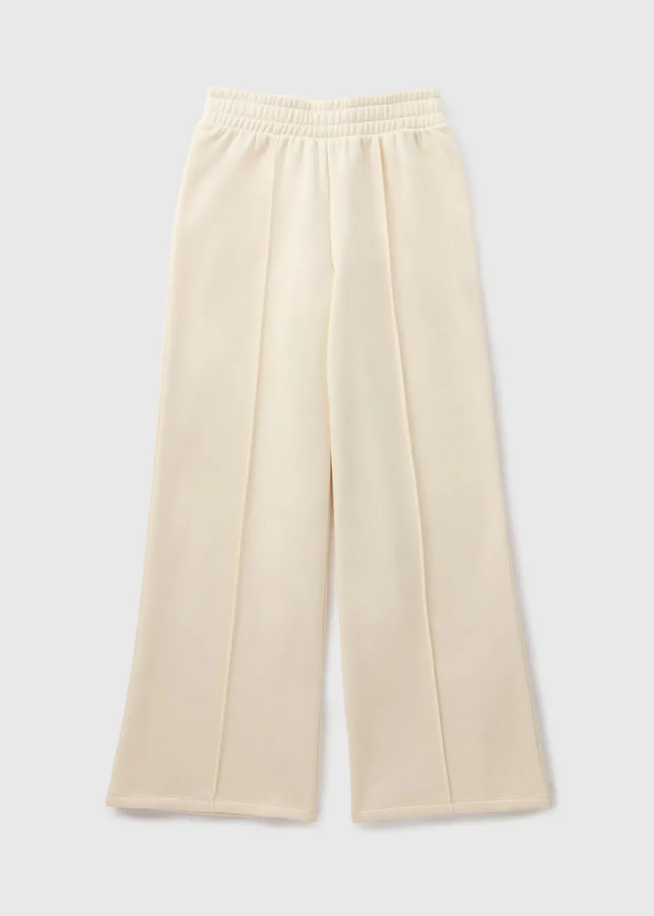Girls Cream Wide Leg Jogging Bottoms (7-15yrs)