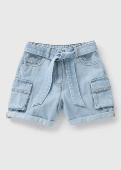Girls Denim Belted Cargo Shorts (7-15yrs)