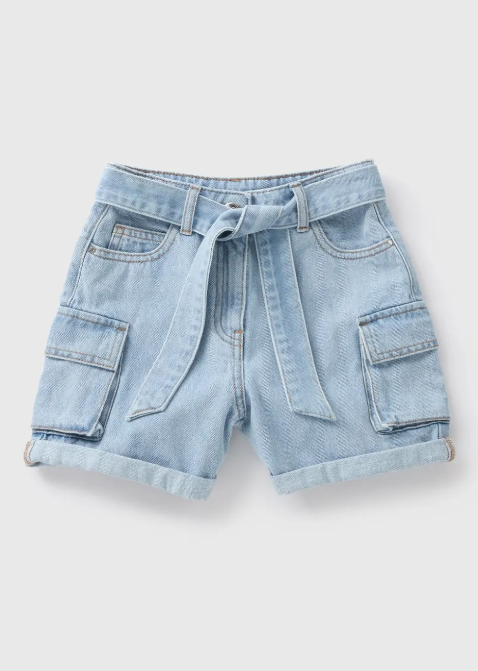 Girls Denim Belted Cargo Shorts (7-15yrs)