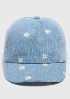 Girls Denim Blue Daisy Cap