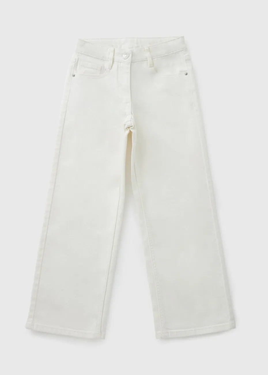 Girls Ecru Wide Leg Jeans (7-15yrs)