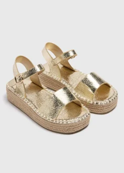 Girls Gold Espadrille Sandal (Younger 10-Older 5)