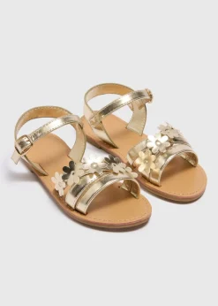 Girls Gold Floral Sandals (Younger 10-5)