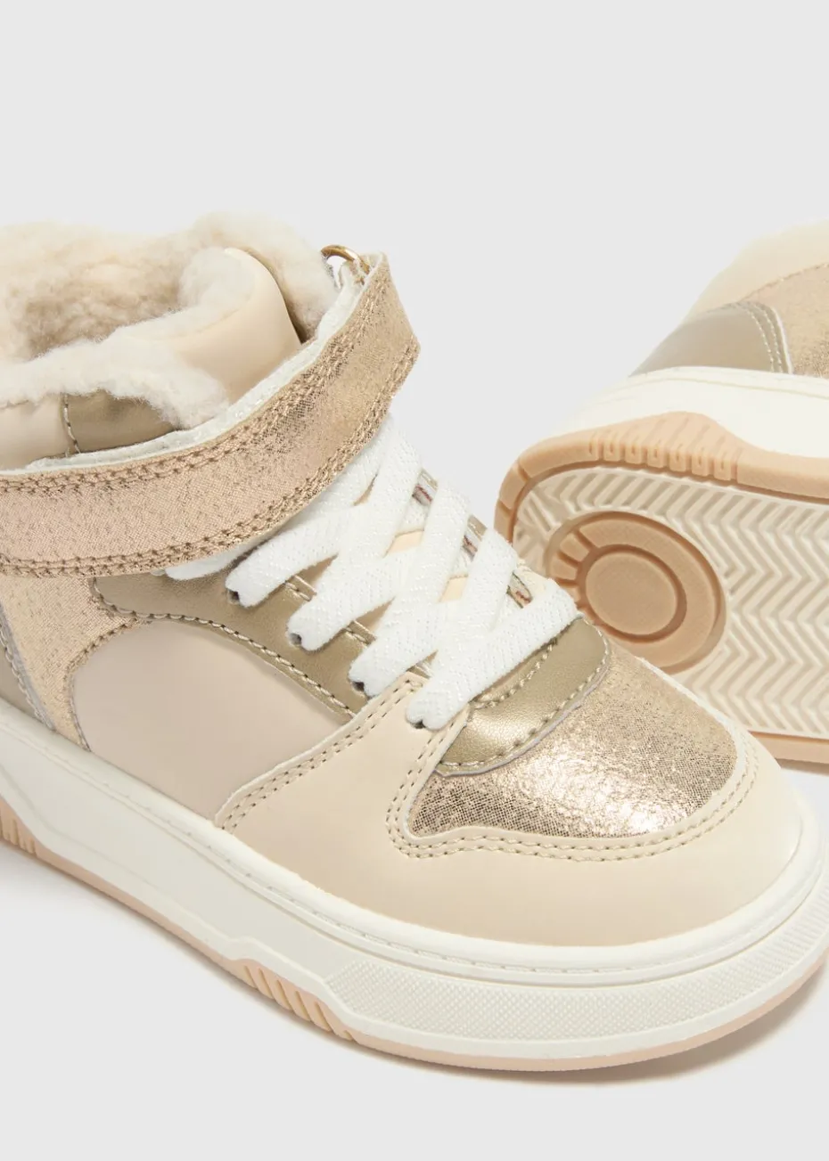 Girls Gold High Top Trainers (Younger 4-12)