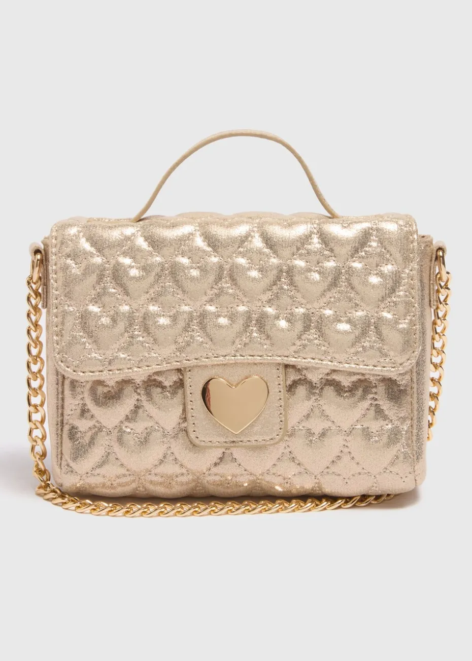 Girls Gold Quilted Cross Body Bag