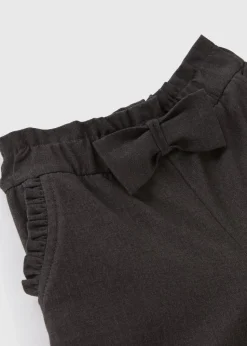 Girls Grey Bow School Shorts (3-13yrs)