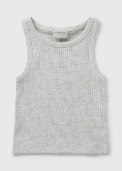 Girls Grey Ribbed Vest (7-15yrs)