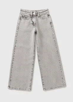 Girls Grey Wide Leg Jeans (7-15yrs)